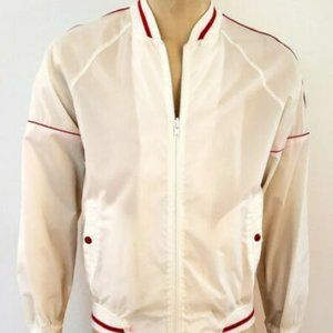 Vintage 80's White Windbreaker Bomber Style Jacket Light Nylon (Medium) (Mens)